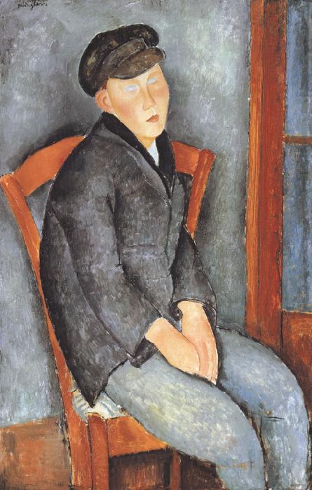 Amedeo Modigliani Young Seated Boy with Cap (mk39) Norge oil painting art